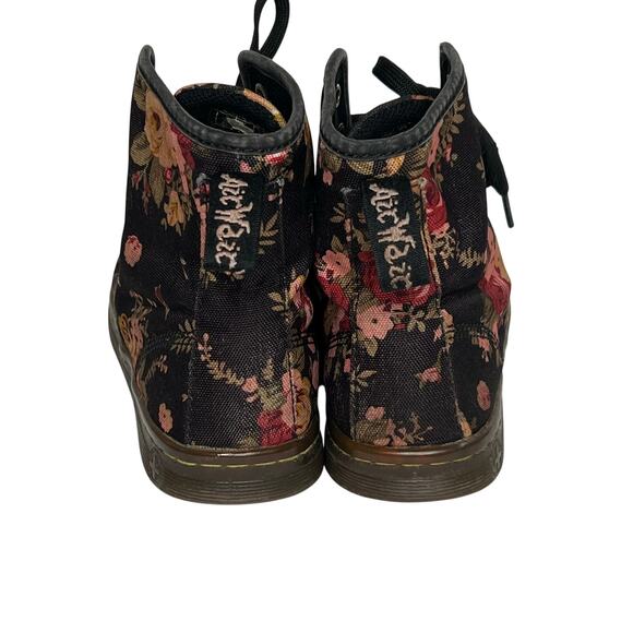 DR MARTENS Shoreditch Floral Mix Canvas Lace Low Boots Black Multi Womens Size 7 - Picture 6 of 10
